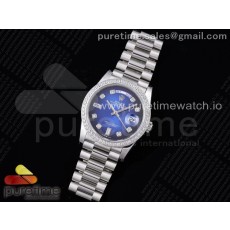 GM공장 데이데이트 36 블루다이얼 2836 Day Date 36 128239 GMF 1:1 Best Edition 904L Steel Blue Dial Diamonds Markers and Bezel on Bracelet A2836