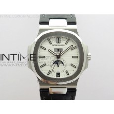 GR공장 V2 노틸러스 애뉴얼캘린더 화이트다이얼 가죽스트랩 NAUTILUS 5726 SS GRF 1:1 BEST EDITION WHITE DIAL WORKING ANNUAL CALENDARON BLACK LEATHER STARP A.324 V2