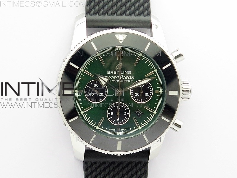 브라이틀링 슈퍼오션 그린다이얼 러버 SuperOcean Black Ceramic Bezel B50 Best Edition Green Dial on Black Rubber Strap A7750