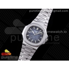 PP공장 V4 노틸러스 블루다이얼 Nautilus 5711/1A PPF 1:1 Best Edition Blue Dial Diamonds Bezel on SS Bracelet 324CS PPF공장