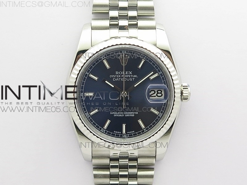 DJ공장 롤렉스 데이저스트 36 블루다이얼 2824 Datejust 36mm 116234 904L SS DJF 1:1 Best Edition Blue Dial Sticks Markers On SS Jubilee Bracelet A2824