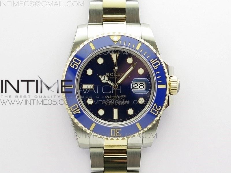 RO공장 롤렉스 서브마리너 청콤 포금 Submariner 116613 LB Blue Ceramic SS/YG Wrapped ROF 1:1 Best Edition Blue Dial On SS/YG Wrapped Bracelet A2836