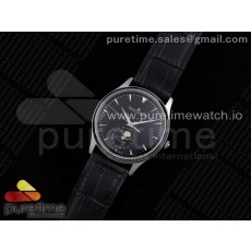 AZ공장 예거 울씬문 블랙다이얼 가죽스트랩 Master Ultra Thin Moon SS AZF 1:1 Best Edition Black Dial on Black Leather Strap A925