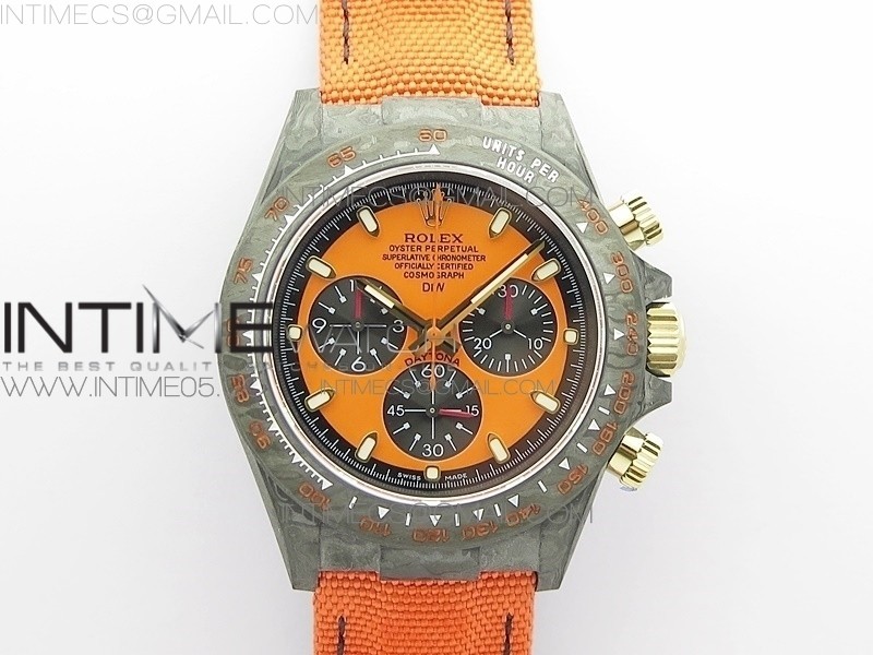 WW공장 V2 데이토나 카본 오렌지다이얼 나일론스트랩 Daytona Diw Carbon V2 WWF Best Edition Orange Dial On Orange Nylon Strap A7750