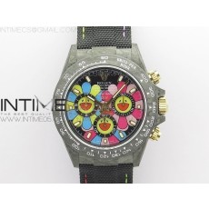 WW공장 V2 데이토나 카본 나일론스트랩 Daytona Diw Carbon V2 WWF Best Edition Black/Pink Dial On Orange Nylon Strap A7750