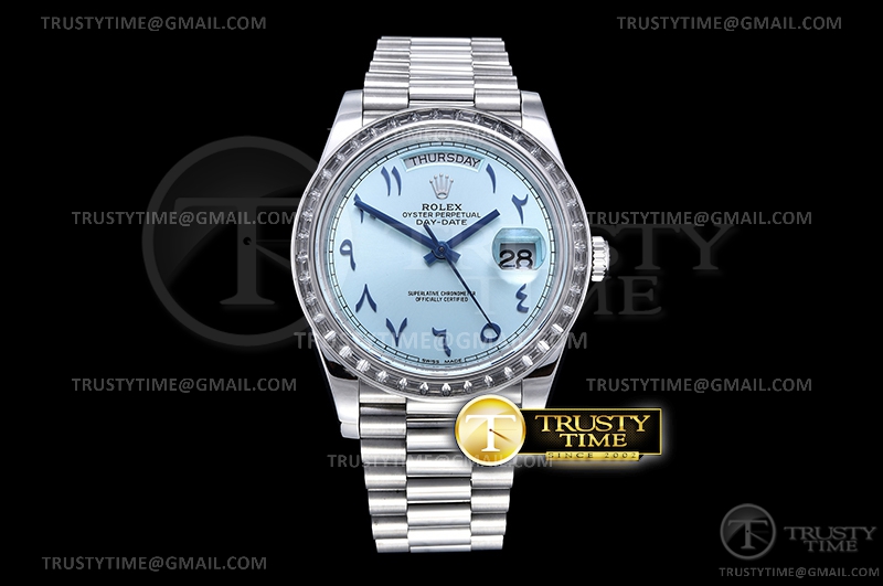 BP공장 롤렉스 데이데이트 40미리 아이스블루다이얼 2813 DayDate 40mm Bag Pres SS/SS I-Blue/Arab BPF A2813