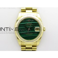 ED공장 롤렉스 데이저스트 36 옐로우골드금통 그린다이얼 DateJust 36mm YG EDF Best Edition Green Malachite Dial on SS President Bracelet A2824