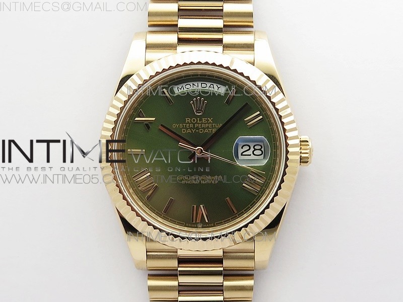 BP공장 롤렉스 데이데이트 40미리 로골 그린다이얼 2836 Day-Date 40mm 228239 BP New Dial Version 904 RG Green Roman Markers Dial on RG President Bracelet A2836