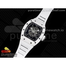 ZF공장 RM055 세라믹 스켈레톤다이얼 러버 RM055 Ti White Ceramic ZF 1:1 Best Edition Skeleton Dial on White Rubber Strap NH05A