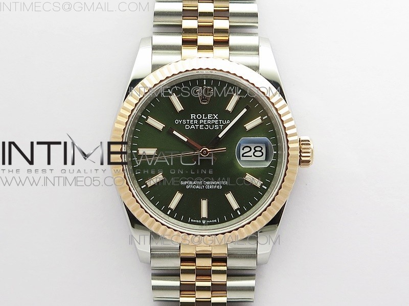 BP공장 롤렉스 데이저스트 36 로즈골드콤비 904 그린다이얼 Datejust 36mm 116231 SS/RG BP 1:1 Best Edition Green Dial Stick Markers On SS/RG Jubilee Bracelet A2824