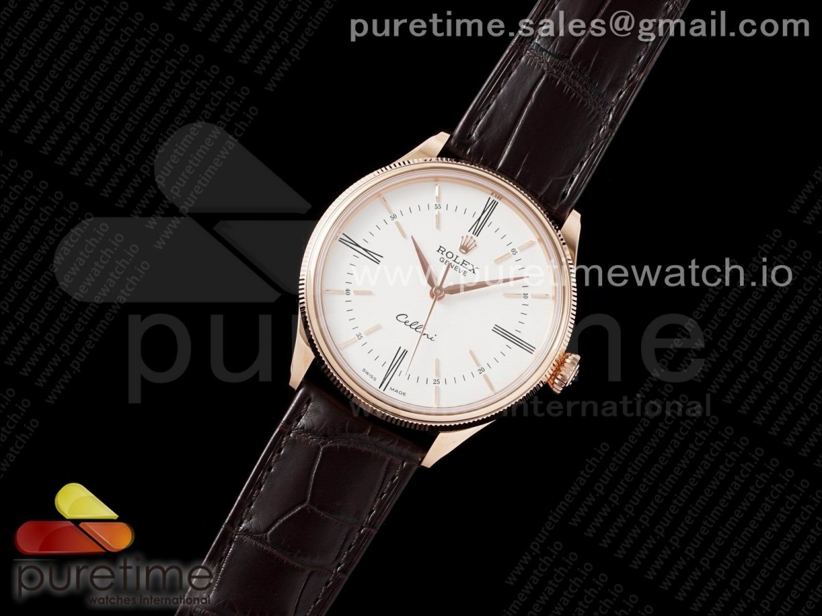 KZ공장 셀리니 로골 화이트다이얼 가죽스트랩 Cellini RG KZF 1:1 Best Edition White Dial Roman Markers on Brown Leather Strap SA3132