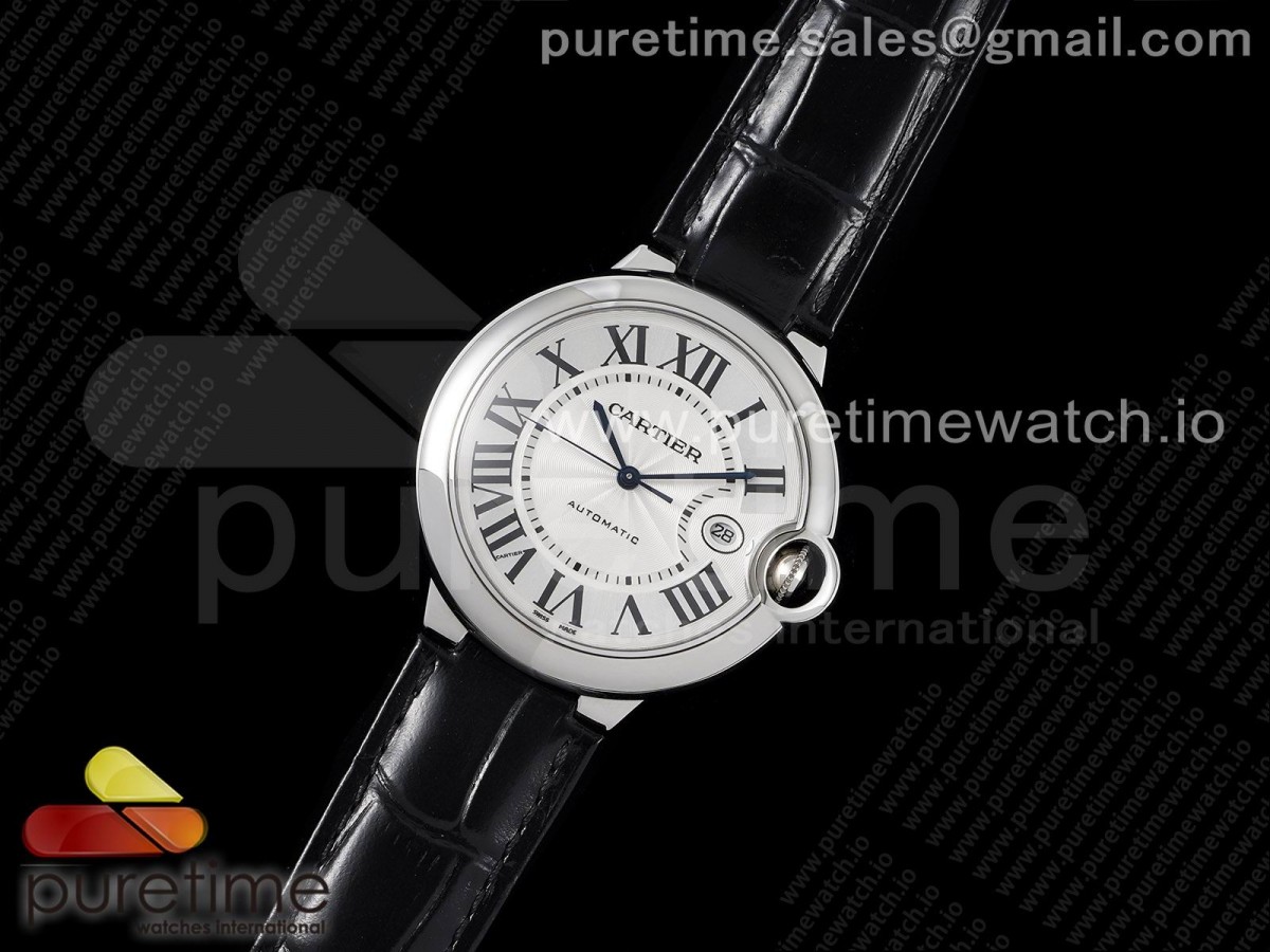 AF공장 발롱42미리 화이트다이얼 악어스트랩 2824 Ballon Bleu 42mm SS AF 1:1 Best Edition White Textured Dial on Black Leather Strap A2824