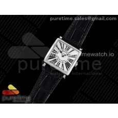 ZF공장 마스터스퀘어 화이트다이얼 가죽스트랩 Master Square SS Ladies ZF 1:1 Best Edition White Black Roman Dial on Black Leather Strap Ronda Quartz