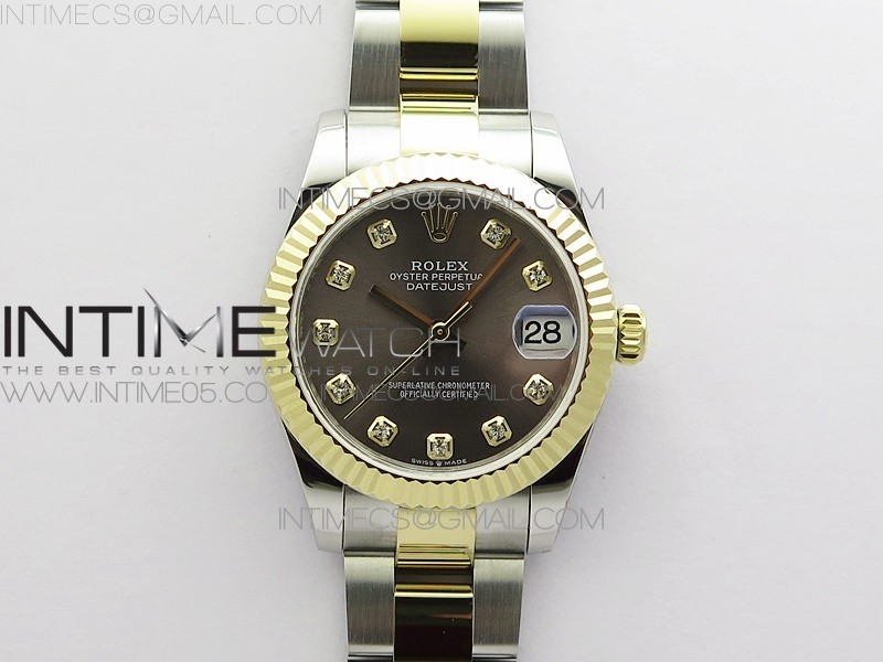 BP 롤렉스 데이저스트 31 옐로우골드콤비 그레이다이얼 2813 Datejust 31mm 278273 SS/YG BP Best Edition Gray Diamonds Markers Dial on SS/YG Oyster Bracelet