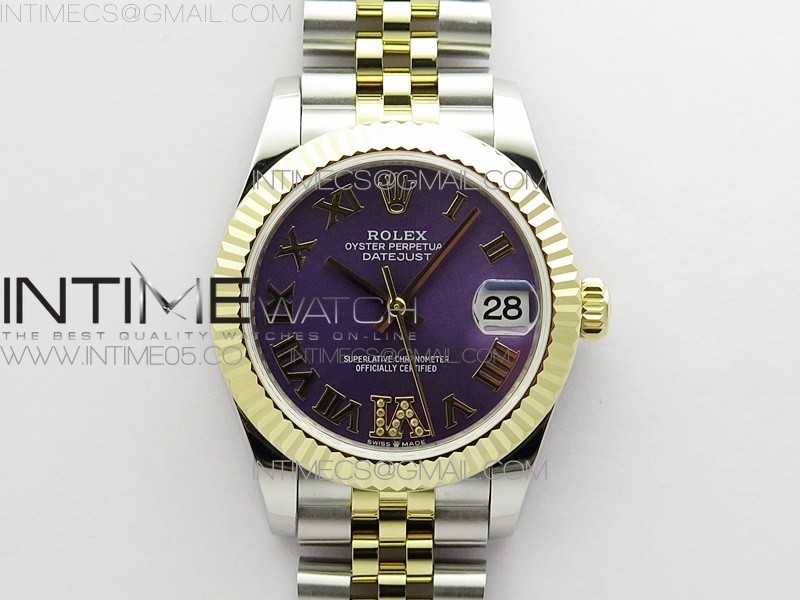 BP 롤렉스 데이저스트 31 옐로우골드콤비 퍼플다이얼 2813 Datejust 31mm 278273 SS/YG BP Best Edition Purple Roman Markers Dial on SS/YG Jubilee Bracelet