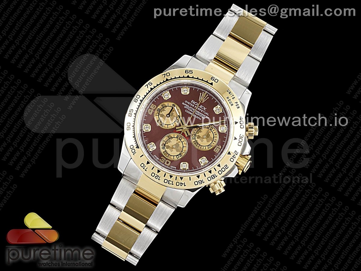 JH공장 롤렉스 스틸 데이토나 옐로우골드콤비 브라운다이얼 4130 Daytona SS/YG JHF Best Edition Brown Diamonds Dial on SS/YG Bracelet A4130