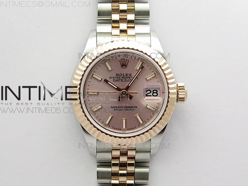 BP공장 롤렉스 데이저스트 28 로즈골드콤비 핑크다이얼 2671 Datejust 28mm 279173 SS/RG BP Best Edition Silver Sticks Markers Dial on SS/RG Jubilee Bracelet ETA2671