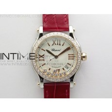 YY공장 해피스포츠 36미리 로골콤비 화이트다이얼 HAPPY SPORT AUTOMATIC SS/RG 36MM CRYSTAL YYF 1:1 BEST EDITION WHITE DIAL ON RED LEATHER STRAP A2892