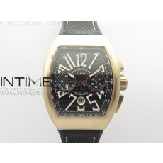 AB공장 뱅가드 로골 블랙다이얼 거미스트랩 Vanguard V45 Chrono Brushed RG ABF Best Edition Black Dial on Black Gummy Strap A7750