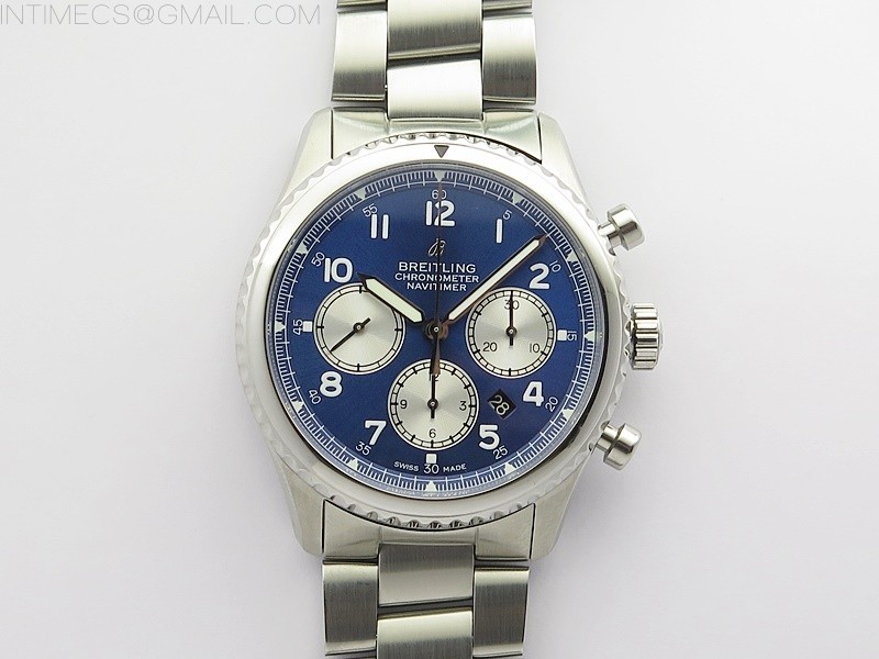 B12공장 브라이틀링 내비타이머 블루다이얼 Navitimer 8 SS B12 Best Edition Blue dial On SS Bracelet A7750