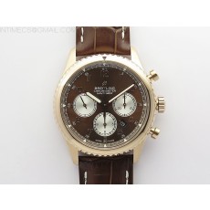 B12공장 브라이틀링 내비타이머 로골 브라운다이얼 Navitimer 8 RG B12 Best Edition Black dial On Brown Leather Strap A7750