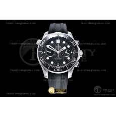 OM공장 오메가 2018 씨마스터 300 크로노그래프 스틸 블랙다이얼 러버스트랩 Seamaster 300m 2018 Chrono SS/RU Black OMF Asia 9900