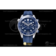 OM공장 오메가 2018 씨마스터 300 크로노그래프 스틸 블루다이얼 러버스트랩 Seamaster 300m 2018 Chrono SS/RU Blue OMF Asia 9900