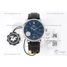 ZF공장(AF) IWC 포르토피노 오토메틱 40 스틸 블루다이얼 실버핸즈 가죽스트랩 Portofino Automatic 40mm SS/LE Blue/SS Stk ZF A9019