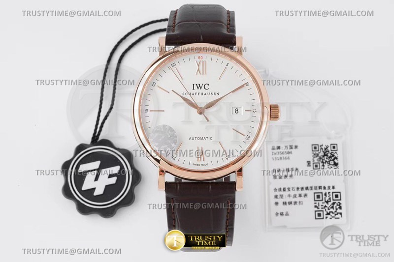 ZF공장 IWC 포르토피노 오토메틱 40 로즈골드금통 화이트다이얼 로즈골드핸즈 가죽스트랩 Portofino Automatic 40mm RG/LE Wht/Stk ZF A9019