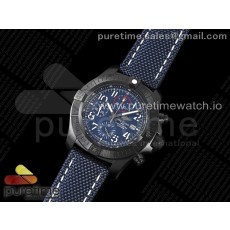 TF공장 브라이틀링 어벤져 크로노그래프 PVD블랙 블루다이얼 직물스트랩 Avenger Chrono PVD Titanium TF 1:1 Best Edition Blue Dial on Blue Nylon Strap A7750