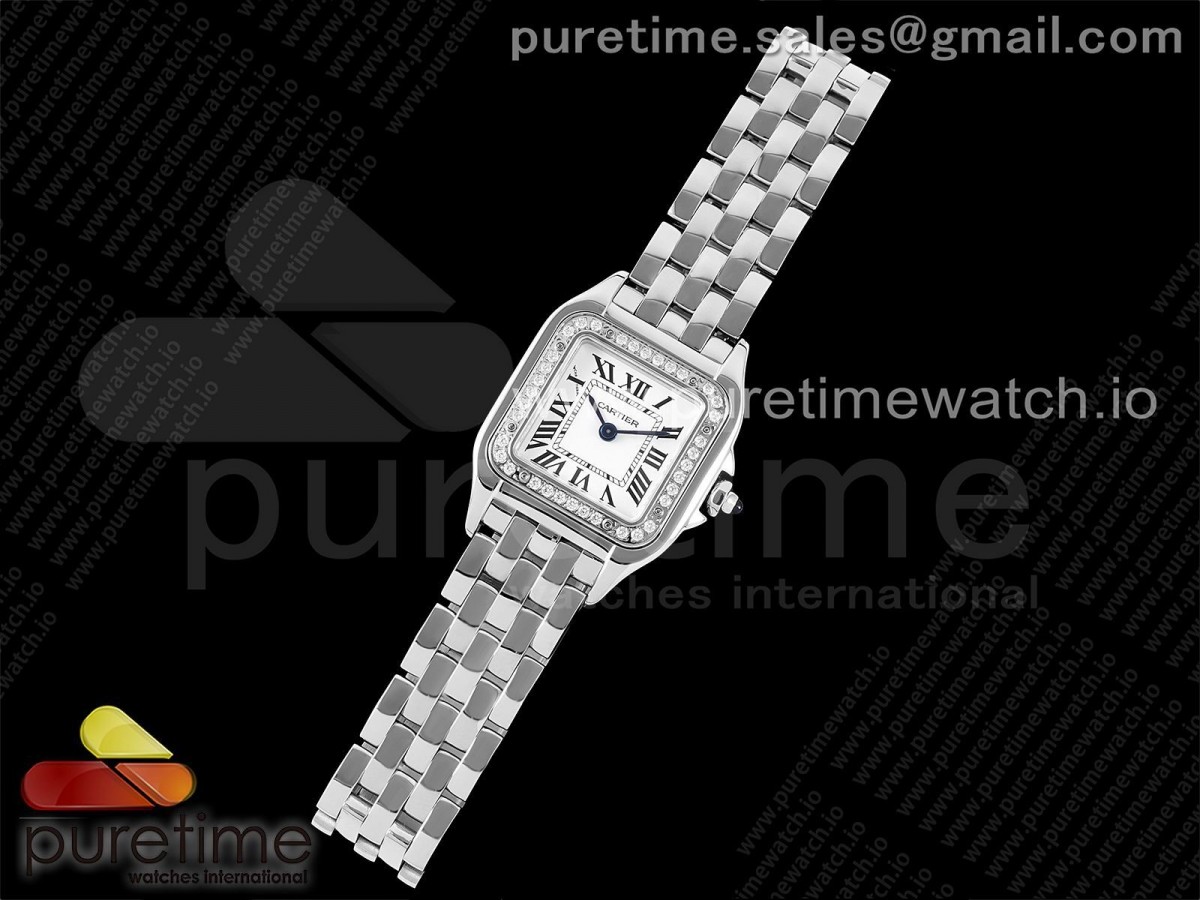 BV공장 까르띠에 팬더 22 스틸 화이트다이얼 다이아몬드베젤 브레이슬릿 Panthère 22mm BVF 1:1 Best Edition SS White Dial Diamonds Bezel on SS Bracelet Ronda Quartz