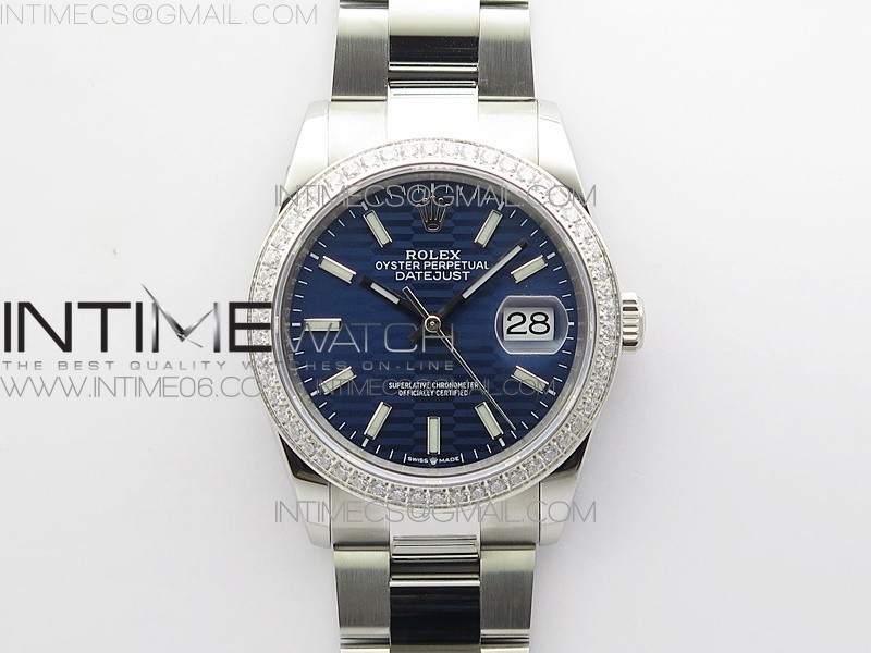 BP공장 롤렉스 데이저스트 36 스틸 블루플루티드다이얼 다이아몬드베젤 오이스터브레이슬릿 DateJust 36 SS 126234 BP 1:1 Best Edition New Blue Dial on Oyster Bracelet