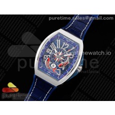 AB공장 프랭크뮬러 뱅가드 V45 블루다이얼 블루거미스트랩 Vanguard V45 KOI SS ABF 1:1 Best Edition Blue Fish Dial on Blue Gummy Strap A2824