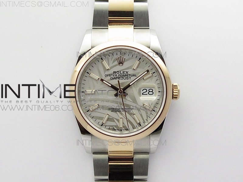 BP공장 롤렉스 데이저스트 36 로즈골드콤비 돔베젤 실버팜다이얼 오이스터브레이슬릿 DateJust 36 SS/RG 126201 BP 1:1 Best Edition Silver/Gray Dial on Oyster Bracelet