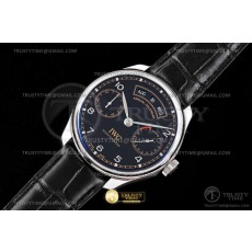 AZ공장 IWC 포르투기저 애뉴얼캘린더 스틸 블랙다이얼 빈티지인덱스 가죽스트랩 Portugieser Annual Cal IW503502 SS/LE Blk AZF A52850