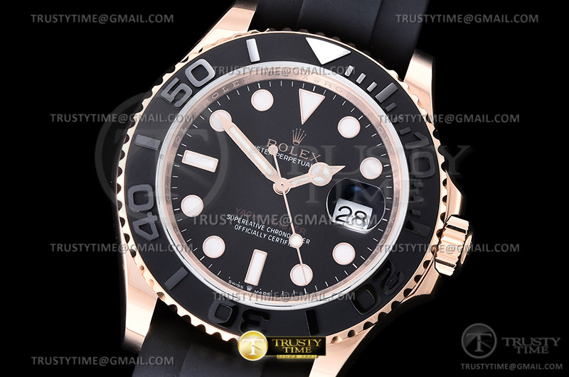 EW공장 롤렉스 요트마스터 40 로즈골드금통 블랙다이얼 러버스트랩 YachtMaster 126655 40mm RG/RU Blk EWF A3235