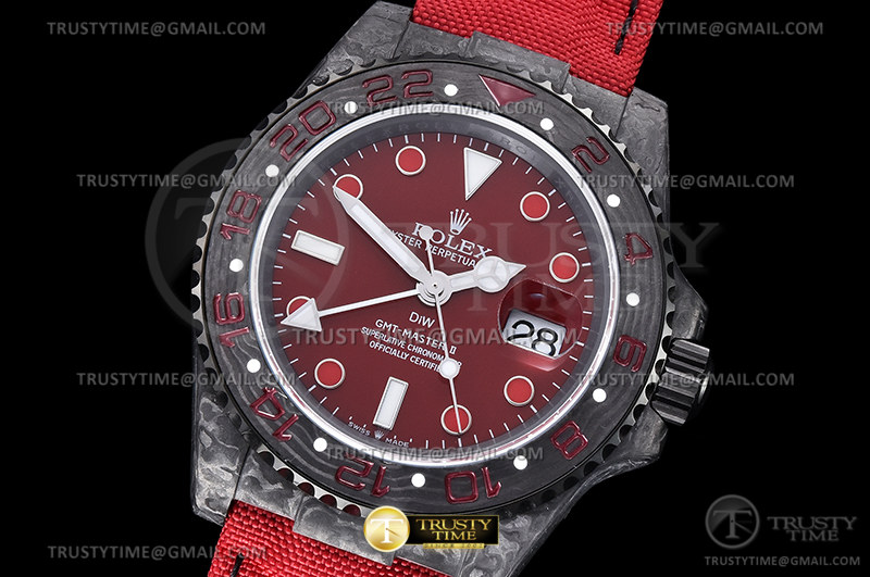 OM공장 롤렉스 GMT마스터2 카본케이스 레드커스텀 직물스트랩 GMT Master II GMT Red FC/NY Red OMF A3186 CHS