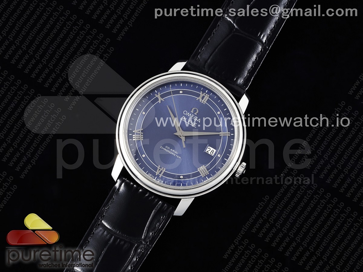 TWS공장 오메가 드 빌 스틸 블루다이얼 실버인덱스 가죽스트랩 De Ville SS TWF 1:1 Best Edition Blue Dial on Black Leather Strap MIYOTA 9015