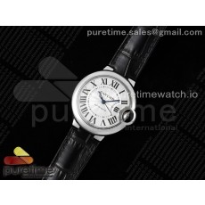 3K공장 까르띠에 발롱블루 33 오토메틱 스틸 화이트다이얼 가죽스트랩 Ballon Bleu 33mm SS 3KF 1:1 Best Edition White Dial on Black Leather Strap A076