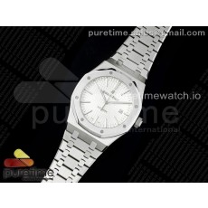 RSF공장 오데마피게 로얄오크 15400 스틸 실버다이얼 브레이슬릿 화이트 Royal Oak 41mm 15400 SS RSF 1:1 Best Edition White Textured Dial on SS Bracelet A3120 Super Clone