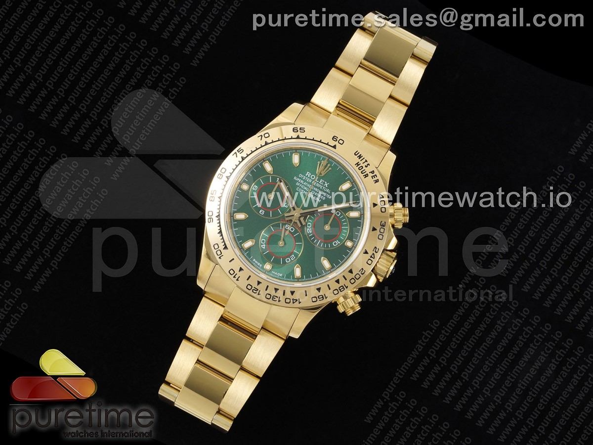 WF공장 롤렉스 데이토나 옐로우골드금통 그린다이얼 브레이슬릿 헐크 Daytona 116508 WF Best Edition Green Dial on YG Bracelet A7750