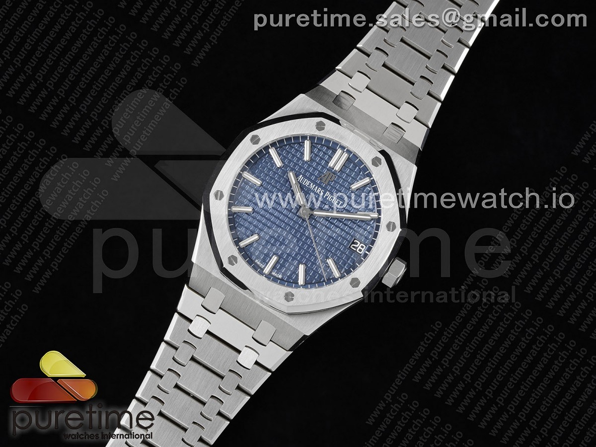 APS공장 오데마피게 로얄오크 15500 스틸 블루다이얼 브레이슬릿 Royal Oak 41mm 15500 SS APSF 1:1 Best Edition Blue Textured Dial on SS Bracelet SA4302 Super Clone