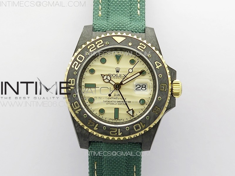 DIW공장 롤렉스 GMT마스터 골드다이얼 나일론스트랩 GMT Carbon DIWF Best Edition Gold Dial on Black Nylon Strap SA3186 CHS