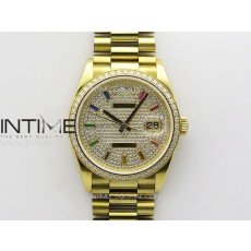 RA공장 롤렉스 데이데이트 36 옐로우금통 다이아몬드베젤 프레지던트브레이슬릿 Daydate 128238 36mm Crystals Bezel YG RAF Best Edition Color Diaminds Dial on SS President Bracelet A2836