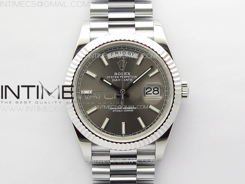 GM공장 롤렉스 데이데이트 40 그레이다이얼 프레지던트브레이슬릿 DayDate 40mm 228239 GMF 1:1 Best SS Gray Dial Stick Markers on President Bracelet A3255