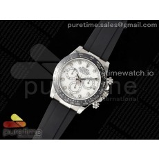 QF공장 롤렉스 세라믹 데이토나 화이트다이얼 8P 다이아몬드인덱스 러버스트랩 Daytona 116519 QF 1:1 Best Edition White Diamonds Dial on Oysterflex Strap SA4130 V2