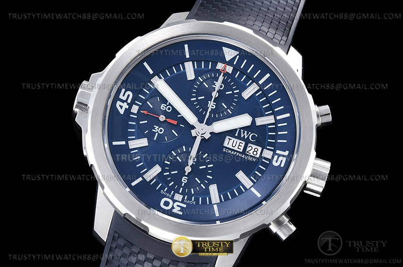 V6S공장 IWC 아쿠아타이머 크로노그래프 IW376805 블루다이얼 블랙패턴러버스트랩 AquaTimer Chronograph IW376805 SS/RU Blue V6S A7750