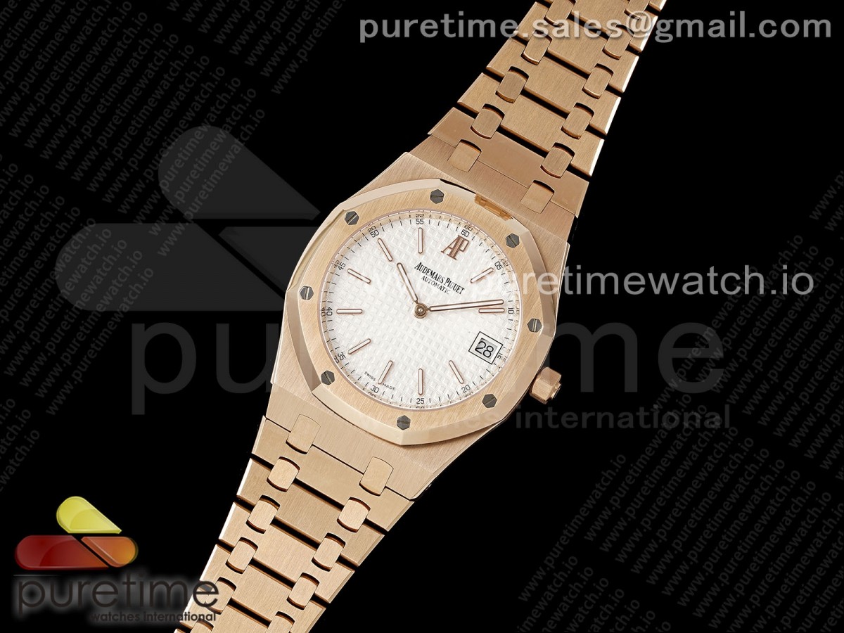 BF공장 오데마피게 로얄오크 15202 로즈골드금통 화이트다이얼 브레이슬릿 Royal Oak 39mm 15202 RG BF 1:1 Best Edition White Textured Dial on RG Bracelet A2121