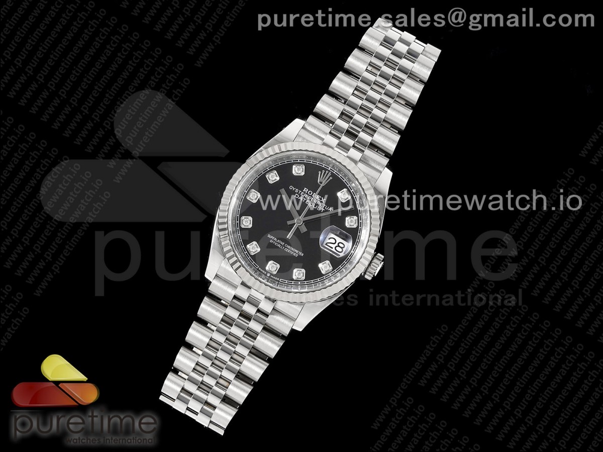 Clean공장 롤렉스 데이저스트 36  블랙다이얼 텐포인트인덱스 플루티드베젤 쥬빌레브레이슬릿 DateJust 36 126234 Clean 1:1 Best Edition 904L Steel Black Diamonds Dial on Jubilee Bracelet VR3235 클린공장