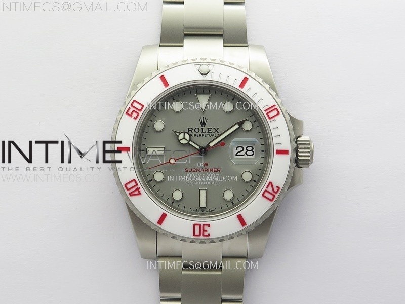 VS공장 롤렉스 서브마리너 DiW커스텀 그레이다이얼 샌드블라스티드 브레이슬릿Submariner DIW Sandblasted White Ceramic Bezel VSF 1:1 Best Edition Gray Dial on SS Bracelet VS3135((SBF)